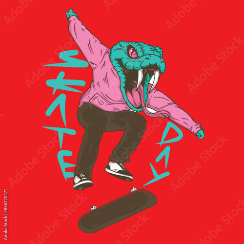 vector illustration of a skateboarder man
