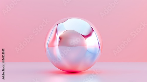 Gradient noise sphere with pastel tones, flat and abstract design, 3D rendered front view, seamless blend of colors, minimalist style, soft lighting, modern artistic composition