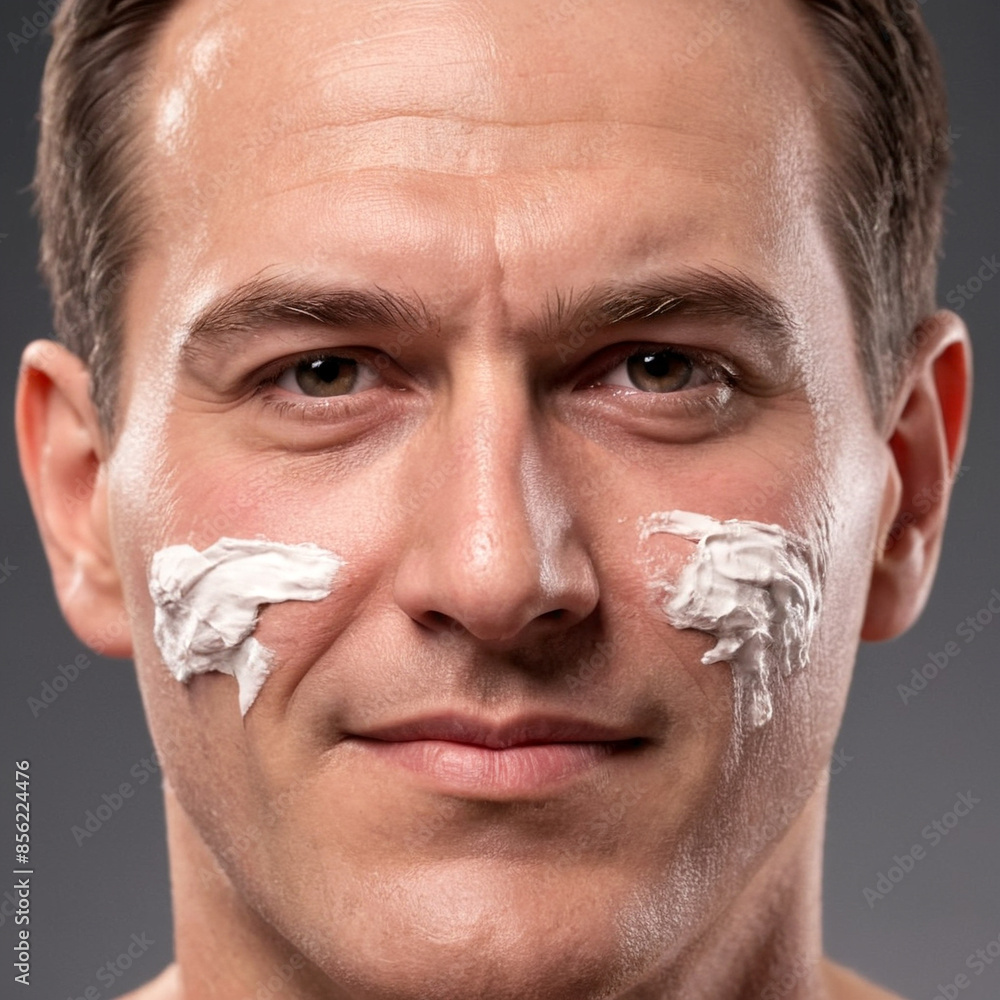 Fototapeta premium Man applying shaving cream to face