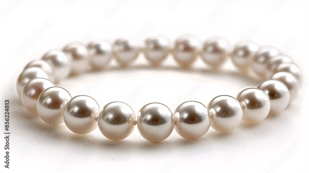 Elegant Pearl Bracelet on White Background Showcasing Classic and Timeless Jewelry Design Elegant Pearl Bracelet on White Background Showcasing Classic and Timeless Jewelry Design