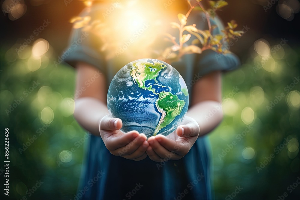 International human solidarity day concept - Children hands holding earth globe International human solidarity day concept - Children hands holding earth globe