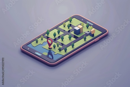 a smartphone with a map on it and a pin on it photo