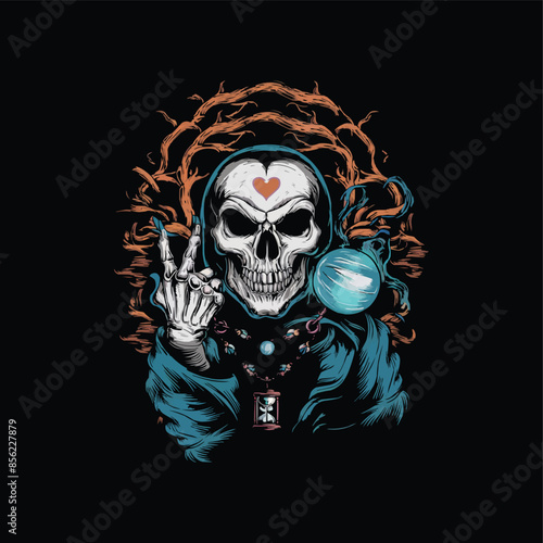 A grimy skull gets a cosmic makeover with swirling constellations vector illustration for a background