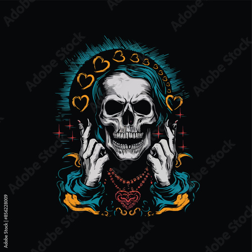 A grimy skull gets a cosmic makeover with swirling constellations vector illustration for a background