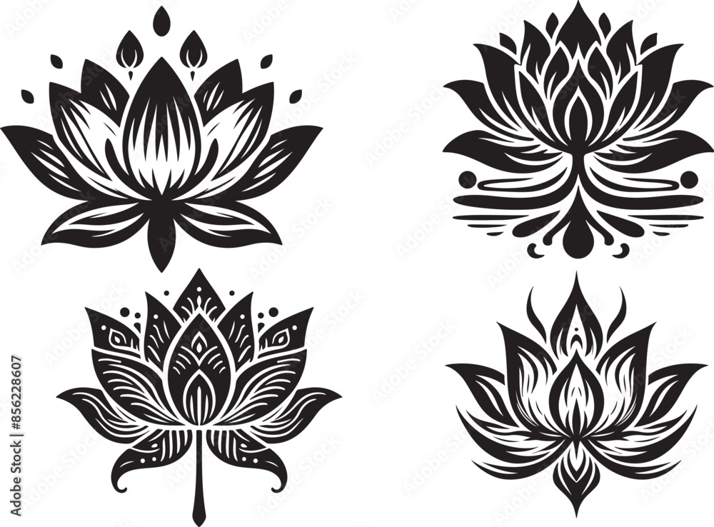Fototapeta premium Lotus silhouette vector illustration.eps