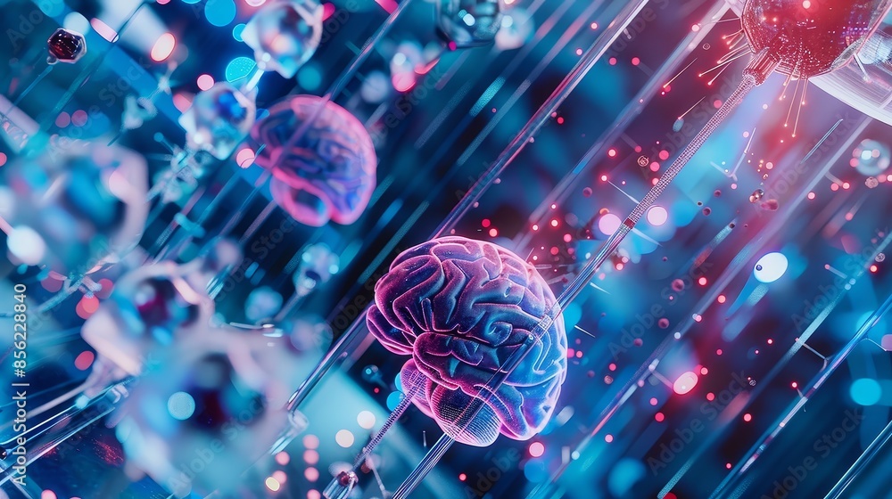 Neurotechnology Rows Innovative Neurotechnology:A Futuristic Lab Scene Showcasing the ...