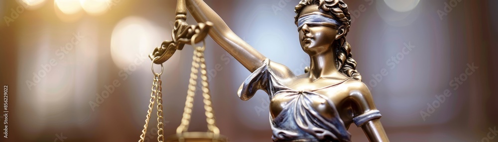 Detailed statue of Lady Justice with scales and blindfold Detailed statue of Lady Justice with scales and blindfold