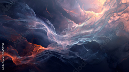 smoke swirls in the air in a dark background photo