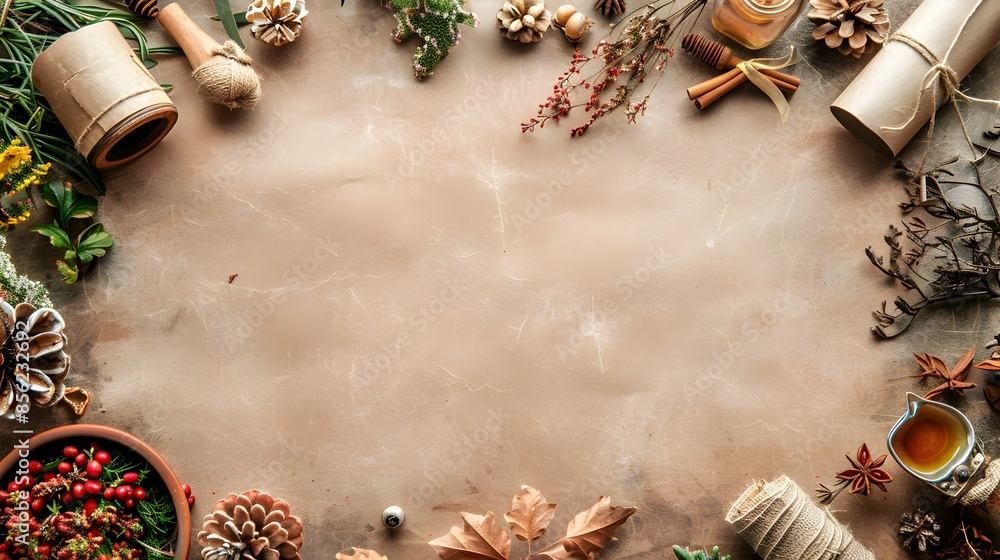Cozy Autumnal Crafting Backdrop with Artisanal Handmade Elements Cozy Autumnal Crafting Backdrop with Artisanal Handmade Elements