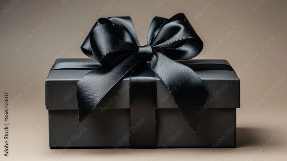 Elegant Black Gift Box with Satin Ribbon Elegant Black Gift Box with Satin Ribbon
