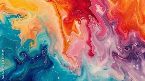 Wallpaper Mural Colorful fluid art with a marbled, flowing design Torontodigital.ca