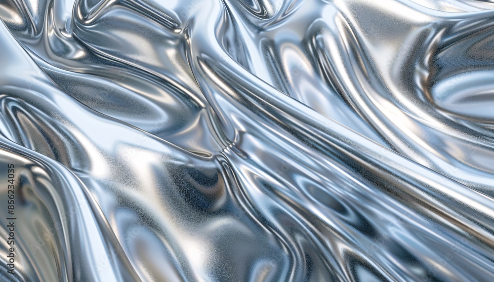 Shiny Metallic Fabric Texture with Smooth Waves and Reflective Surface in Silver Tones Shiny Metallic Fabric Texture with Smooth Waves and Reflective Surface in Silver Tones