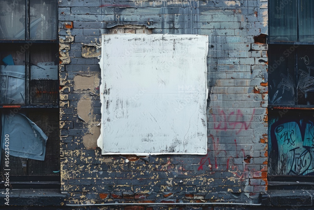 Urban white poster template on textured wall for advertising. Urban white poster template on textured wall for advertising.
