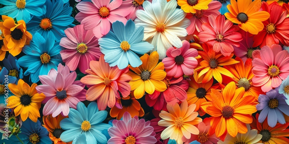 Colorful flower pattern creating an artistic background Colorful flower pattern creating an artistic background