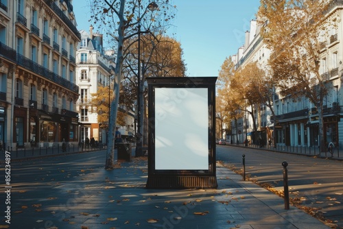 Obraz na płótnie Parisian bus stop billboard mockup near park. w salonie