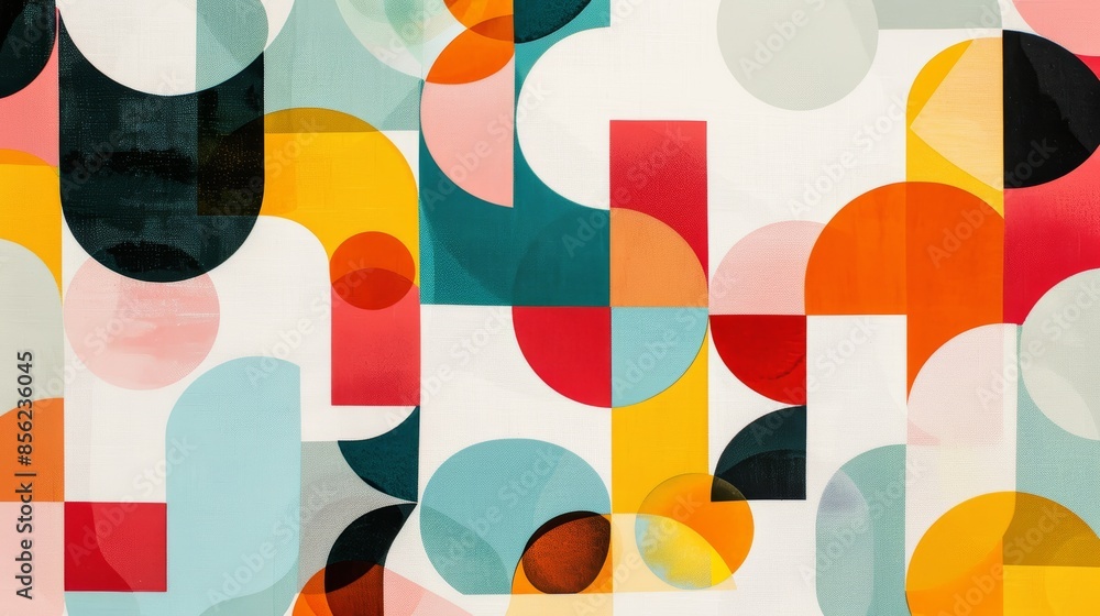Vibrant Shapes on Paper in Midcentury Style for Creative Projects Generative AI Vibrant Shapes on Paper in Midcentury Style for Creative Projects Generative AI