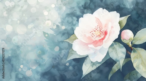 Watercolor Floral Illustration on Dark Background for Beauty Products Generative AI