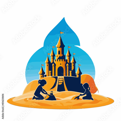 Beach Sand Castle Graphic Logo