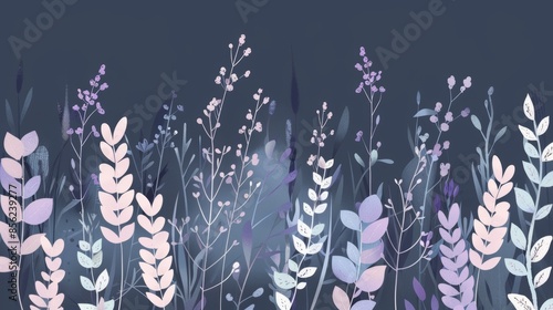 Lavender Blooms on Dark Background Generative AI