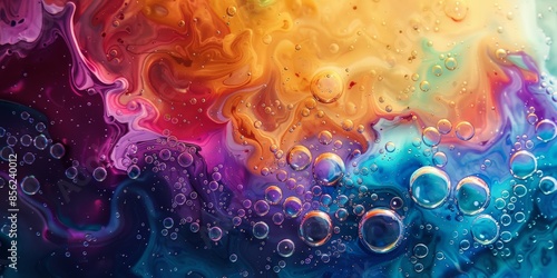 Artistic abstract scene with bubbles in vibrant hues photo