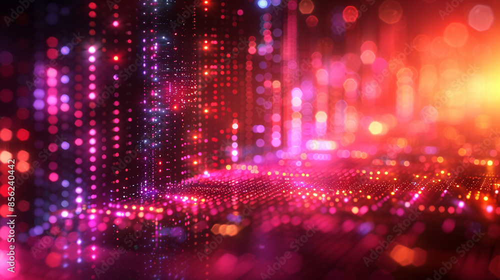 custom made wallpaper toronto digitalAbstract technological background, red and pink lights in grid pattern. Lights are blurred and create a sense of depth