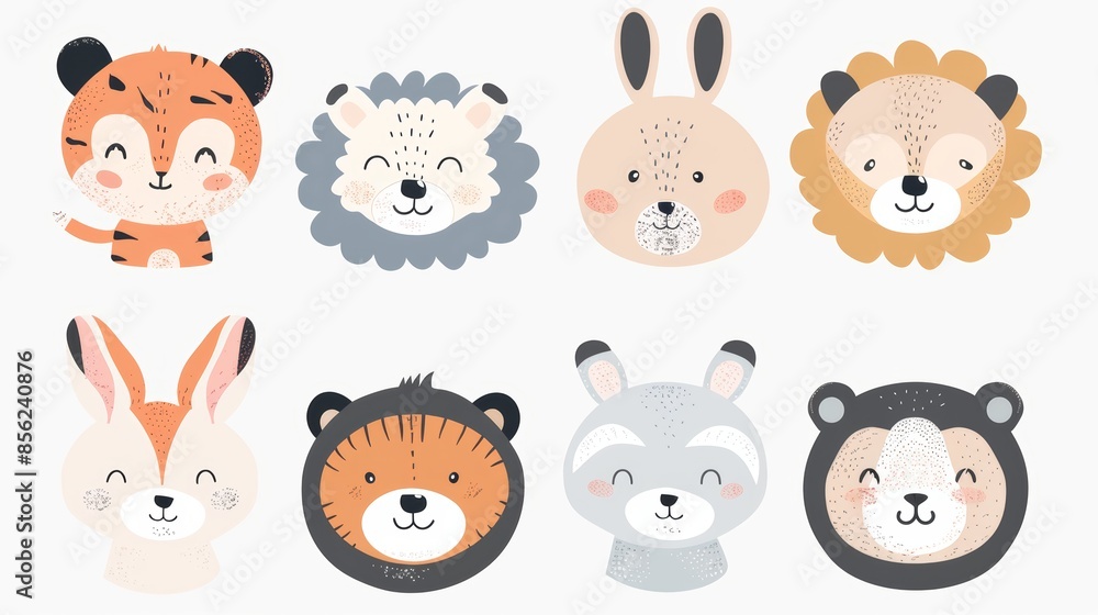 Adorable Animal Friends on White Background Generative AI Adorable Animal Friends on White Background Generative AI