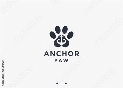 anchor with paw logo design vector silhouette illustration