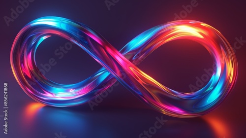 Abstract infinity symbol in vibrant neon colors