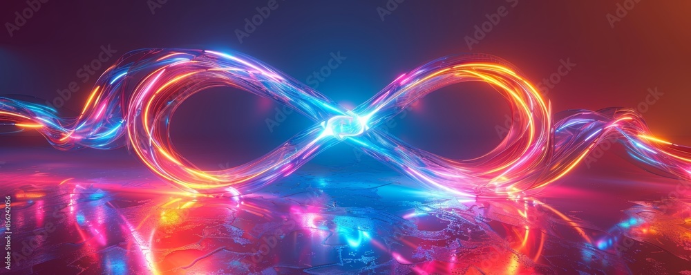 Abstract infinity loop with bright neon lights Abstract infinity loop with bright neon lights