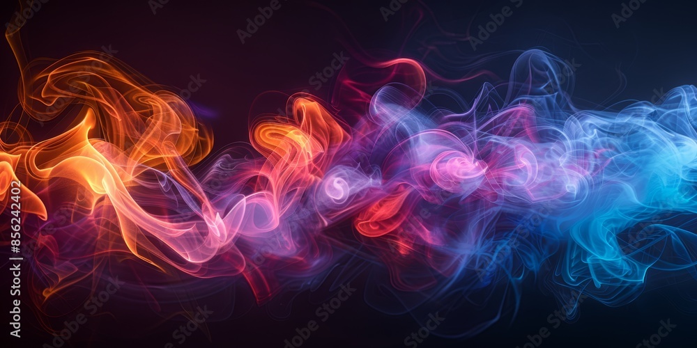 Abstract image featuring bright neon smoke effects
