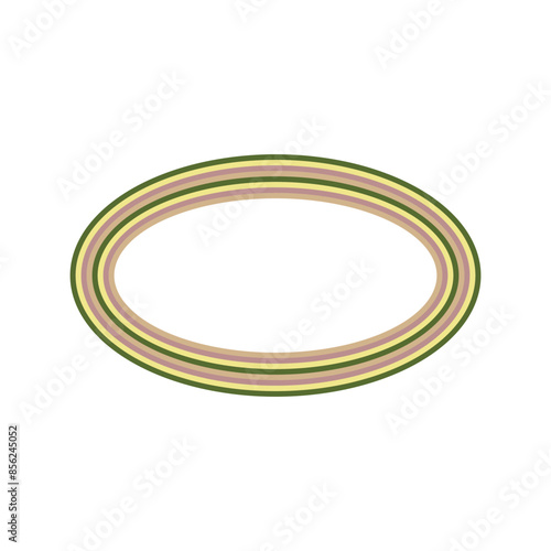 A retro striped ellipse shape border design element.