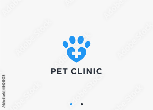paw with plus logo design vector silhouette illustration