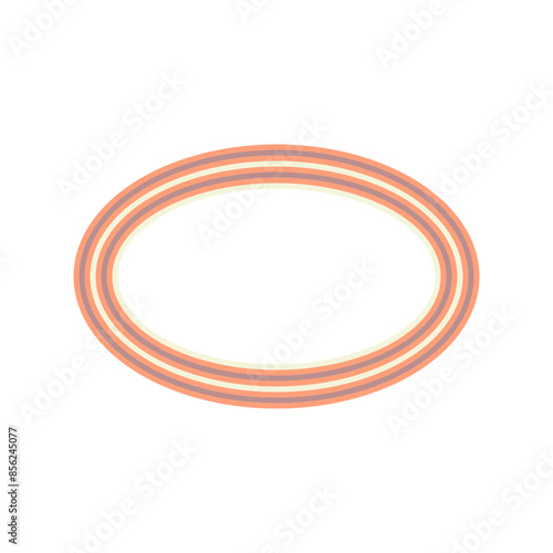 A retro striped ellipse shape border design element.