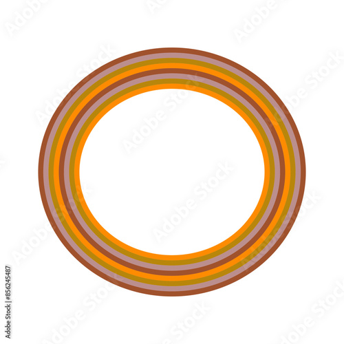 A retro striped ellipse shape border design element.