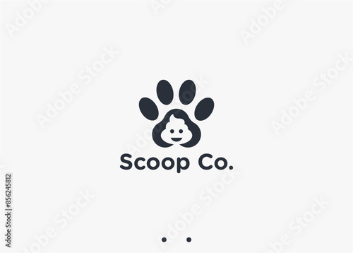 paw with poop logo design vector silhouette illustration