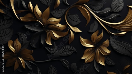 luxury golden pattern texture on a dark background. Useful as luxury pattern