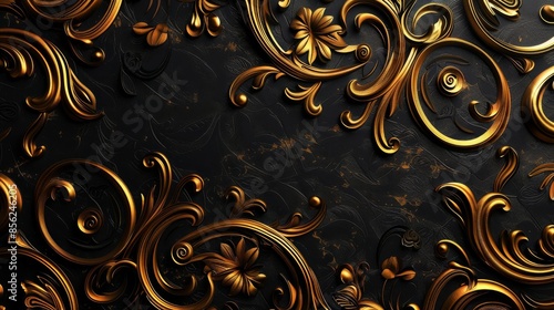 luxury golden pattern texture on a dark background. Useful as luxury pattern