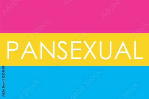 LGBTQ Pansexual sexuality orientation pride flag with typography