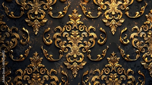 Fototapeta Naklejka Na Ścianę i Meble -  Luxurious golden pattern on the dark background