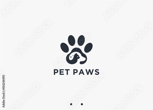dog and cat logo design vector silhouette illustration