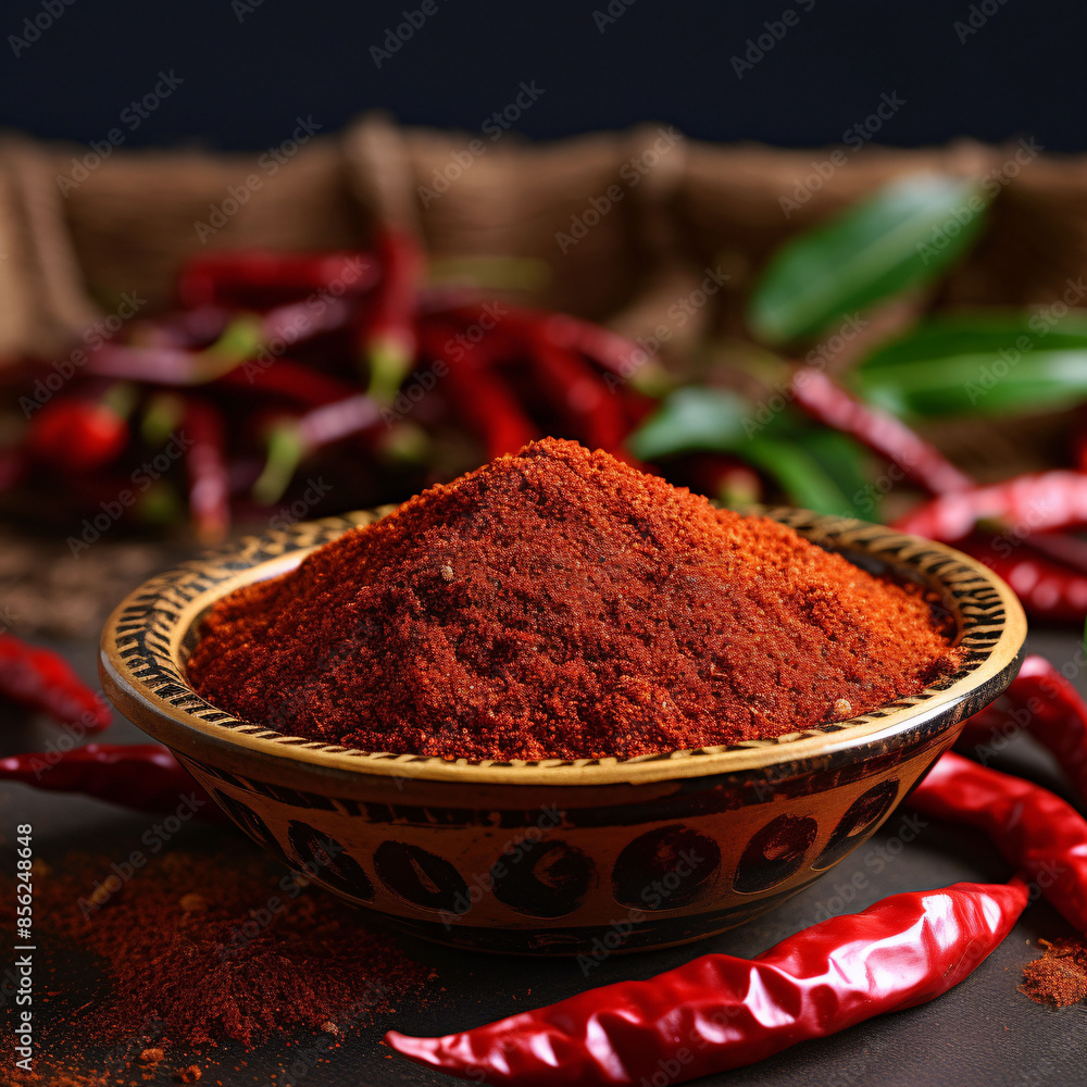 spicy red chilli powder with super chilli background,chilli powder with blur background,red chilli powder in bowlwith dry chillies spicy red chilli powder with super chilli background,chilli powder with blur background,red chilli powder in bowlwith dry chillies