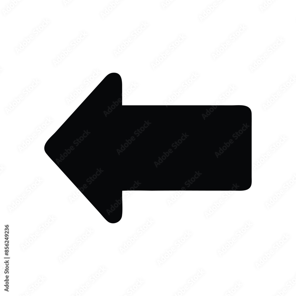 Bold black left arrow icon for navigation and direction indications vector illustration Bold black left arrow icon for navigation and direction indications vector illustration