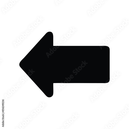 Bold black left arrow icon for navigation and direction indications vector illustration
