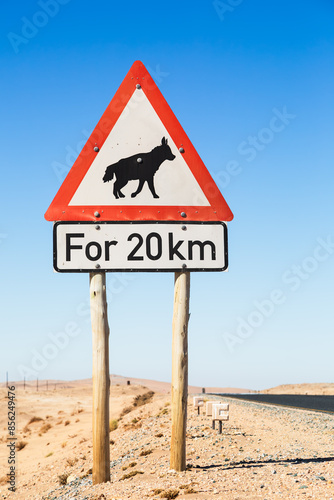 road sign in the Namib desert 