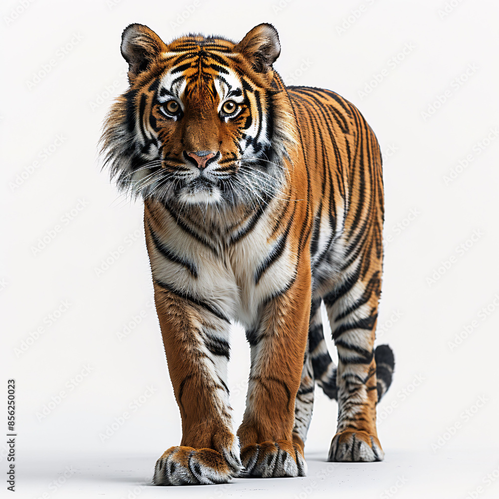 Obraz premium Tiger standing on a white background