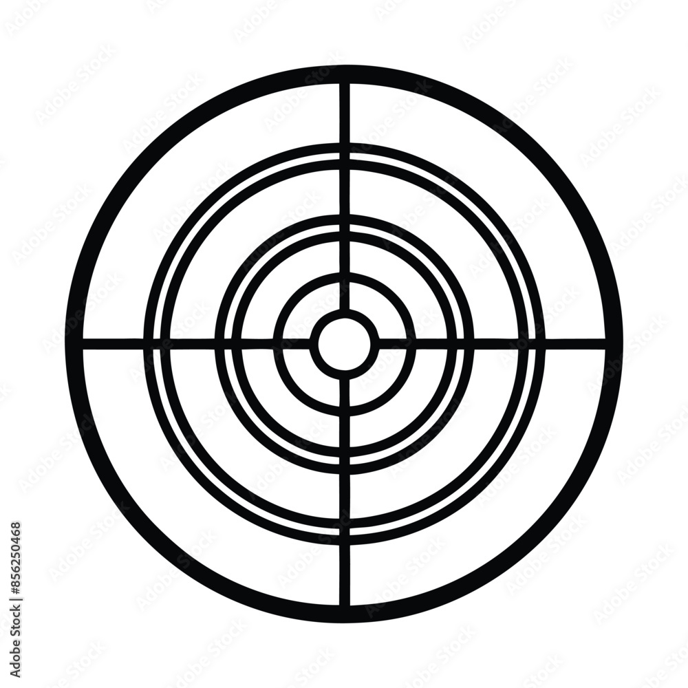 Detailed vector illustration of a concentric circles target with crosshairs, perfect for archery and shooting designs Detailed vector illustration of a concentric circles target with crosshairs, perfect for archery and shooting designs