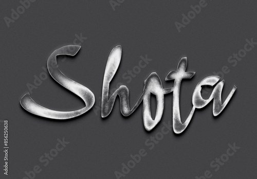 Chrome metal 3D name design of Shota on grey background. photo