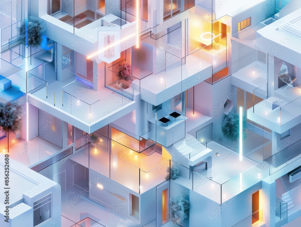 Abstract representation of smart homes, AI Generated Abstract representation of smart homes, AI Generated
