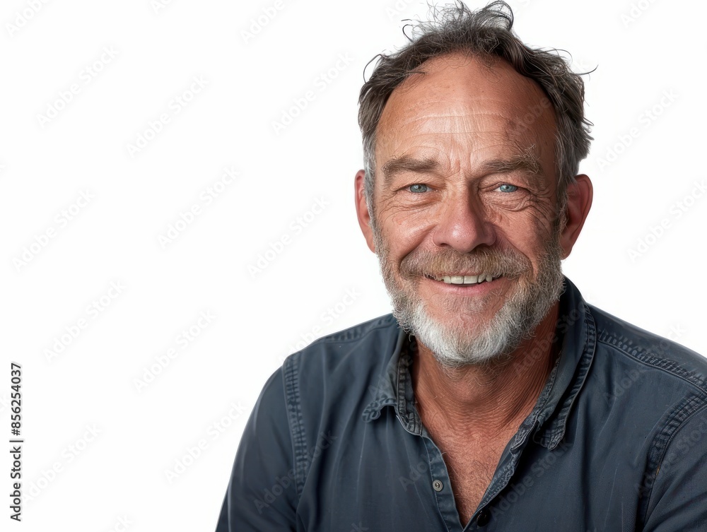 Portrait of a cheerful man in his 50s smiling at the camera isolated on white background Portrait of a cheerful man in his 50s smiling at the camera isolated on white background