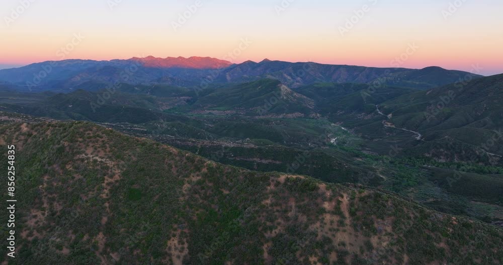 Dramatic Sunset Ojai Scenic Wilderness Aerial Dramatic Sunset Ojai Scenic Wilderness Aerial